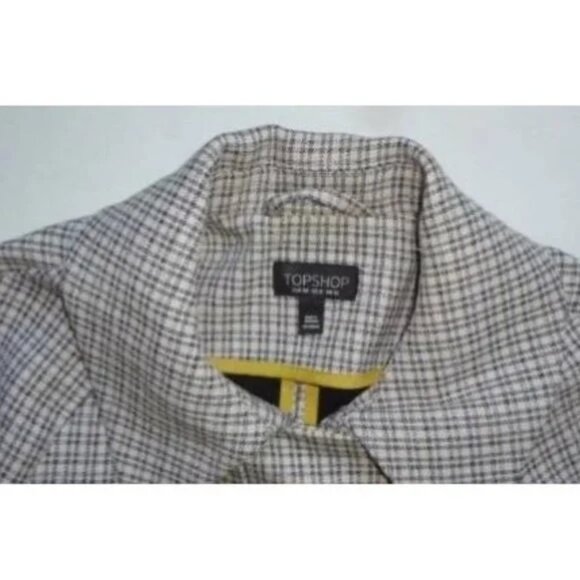 🆕TOPSHOP Angie Double Breasted Trench Coat Houndstooth Plaid Blue Gray - Picture 11 of 12